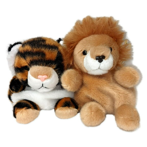 Set of 2 LENO LION & INDY TIGER Palm Pals 5" Stuffed Animal Plush, Aurora
