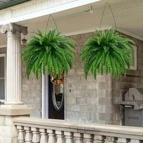 Artificial Boston Fern 2 Set 31.5 in Fake Ferns for Outdoors 32Inch Faux Plant for Home Living Room Office Decor