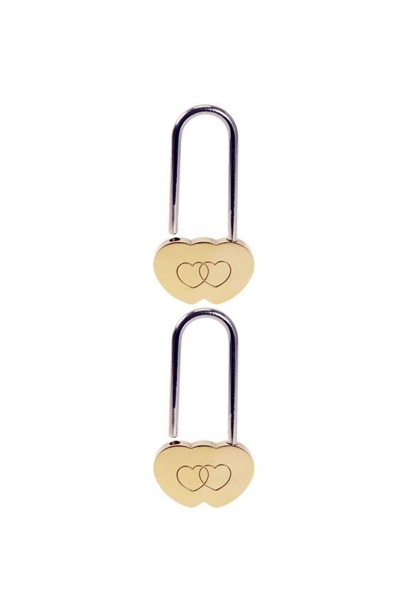 Wish Golden Couple Locks Set, High Gloss Copper Material, 2 Pieces, Romantic Gift for Partners