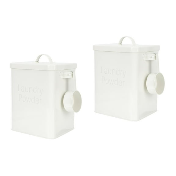 Set of 2 Laundry Bin with Lid Laundry Storage Container 23x18cm White