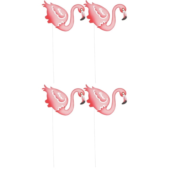 Set of 2 Lawn Stake Flamingo Shape Firefly Solar Gnomes Pink
