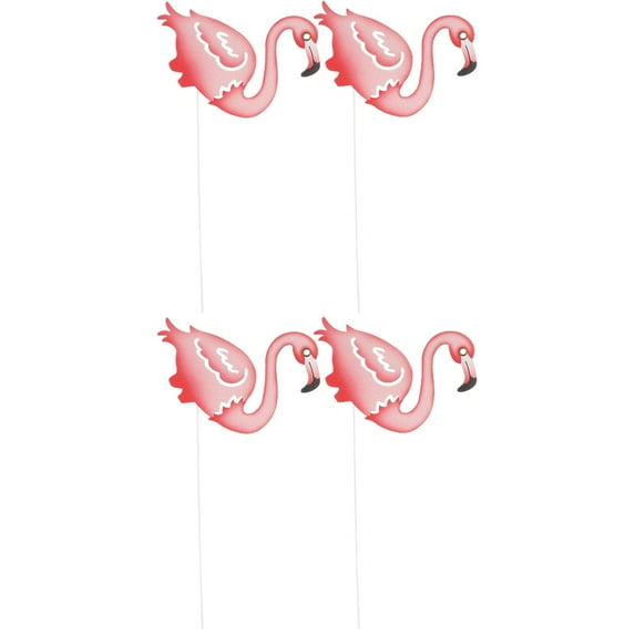 Set of 2 Lawn Stake Flamingo Shape Firefly Solar Gnomes Pink
