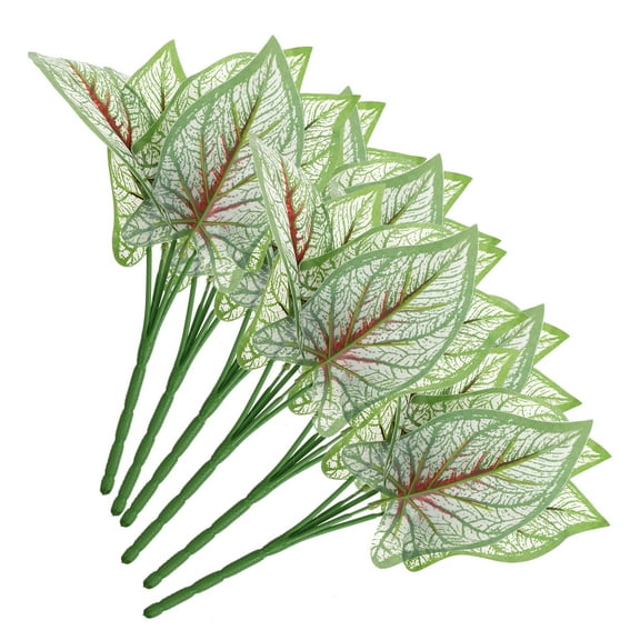 Set of 2 Leaf Faux Five Artificial Plants Indoor Plant Decoration 34X35CM White