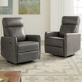 thumbnail image 1 of Set of 2 Leather Recliners Chairs 360 Swivel Rocking Sofa Armchairs Manual Reclining Push Back Lounge Living Room Home Theater GREY, 1 of 7
