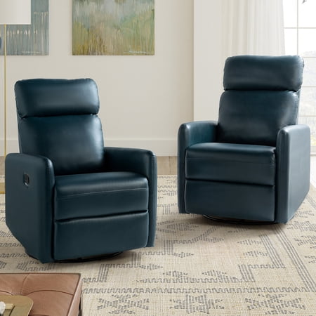 Set of 2 Leather Recliners Chairs 360 Swivel Rocking Sofa Armchairs Manual Reclining Push Back Lounge Living Room Home Theater Turquoise
