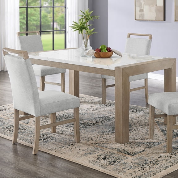 Set of 2 Light Gray Upholstered Dining Chairs with Rubberwood Legs, Modern Fabric Seating for Dining Room, 18W x 24.5D x 38.25H
