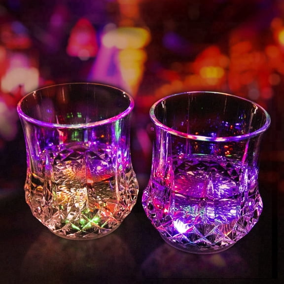 Set of 2 Light Up Shot Glasses, Liquid Activated Multicolor LED Flash Cups, Party Favors for Adults - Perfect for Bar, Birthday