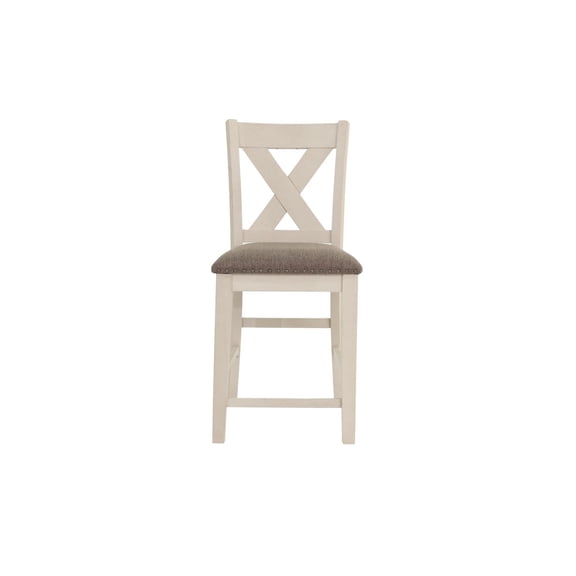 Set of 2 Light Wooden Dining Chairs | Modern Design for Dining Spaces | Off - White Finish on Solid Wood | Upholstered Cushions for Comfort