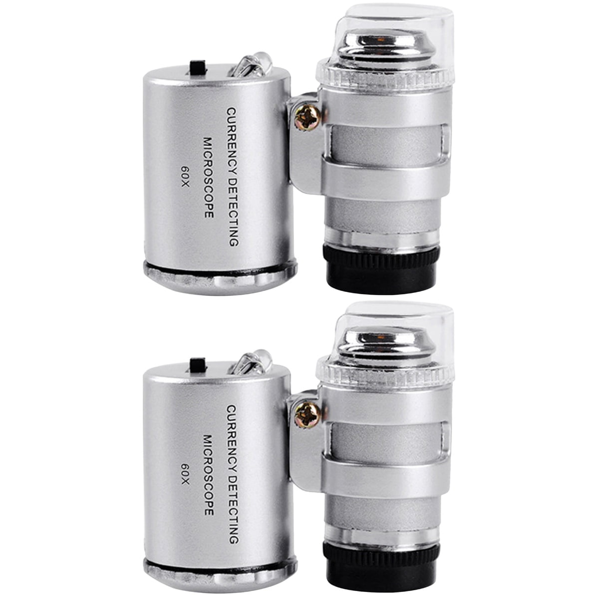 Set of 2 Lighted Magnifier with Lights Microscope 60x Lens Coin