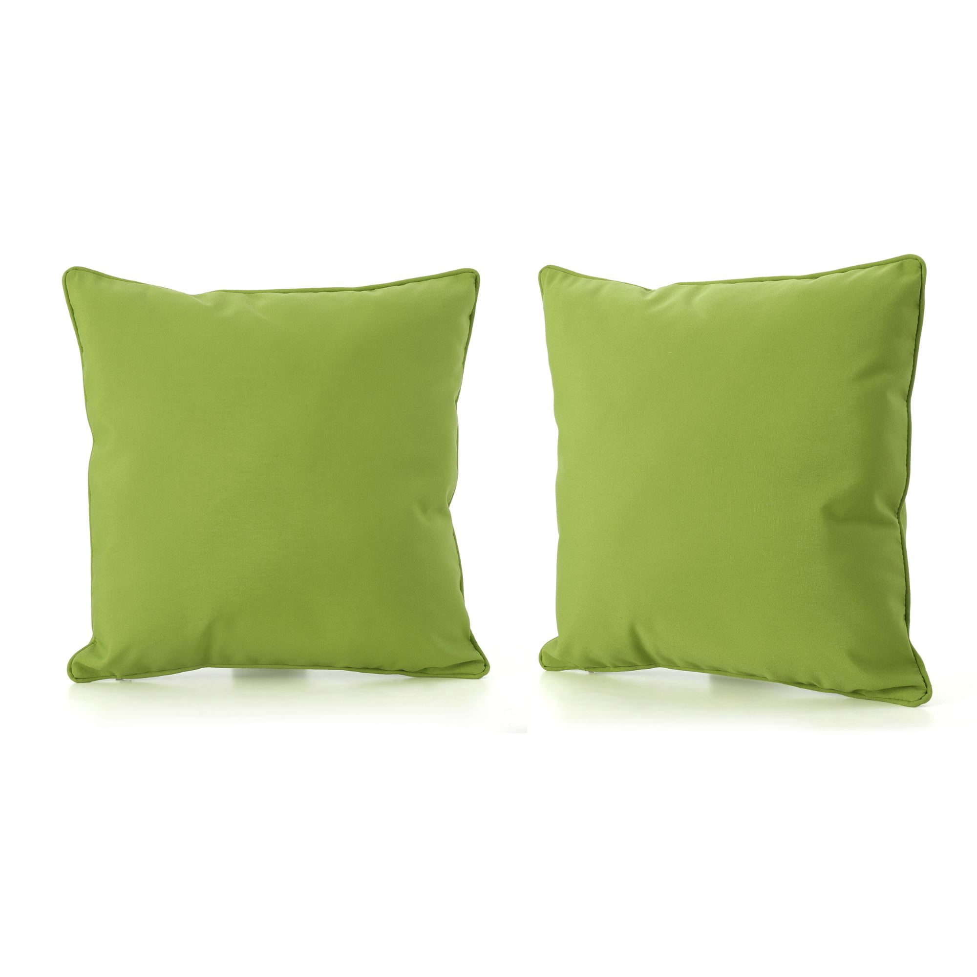 Set of Lime Green Solid Square Outdoor Throw Pillows 18