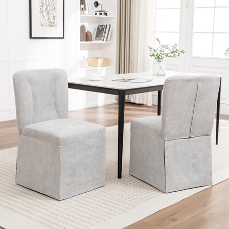 Set of 2 Linen Fabric Dining Chairs Side Chairs for Dining Room and Kitchen Living Room