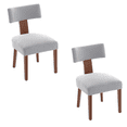 thumbnail image 1 of Set of 2 Linen Fabric Modern Armless Dining Chairs with Curved backrest and Solid Wooden Legs for Dining Room Living Room (Gray), 1 of 11
