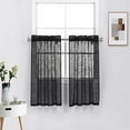 thumbnail image 1 of Set of 2 Linen Textured 45 Inches Long Window Treatment Curtains Tier Panels for Kitchen/Cafe (45" Long, Black), 1 of 4