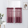 thumbnail image 1 of Set of 2 Linen Textured 45 Inches Long Window Treatment Curtains Tier Panels for Kitchen/Cafe (45" Long, Burgundy), 1 of 4