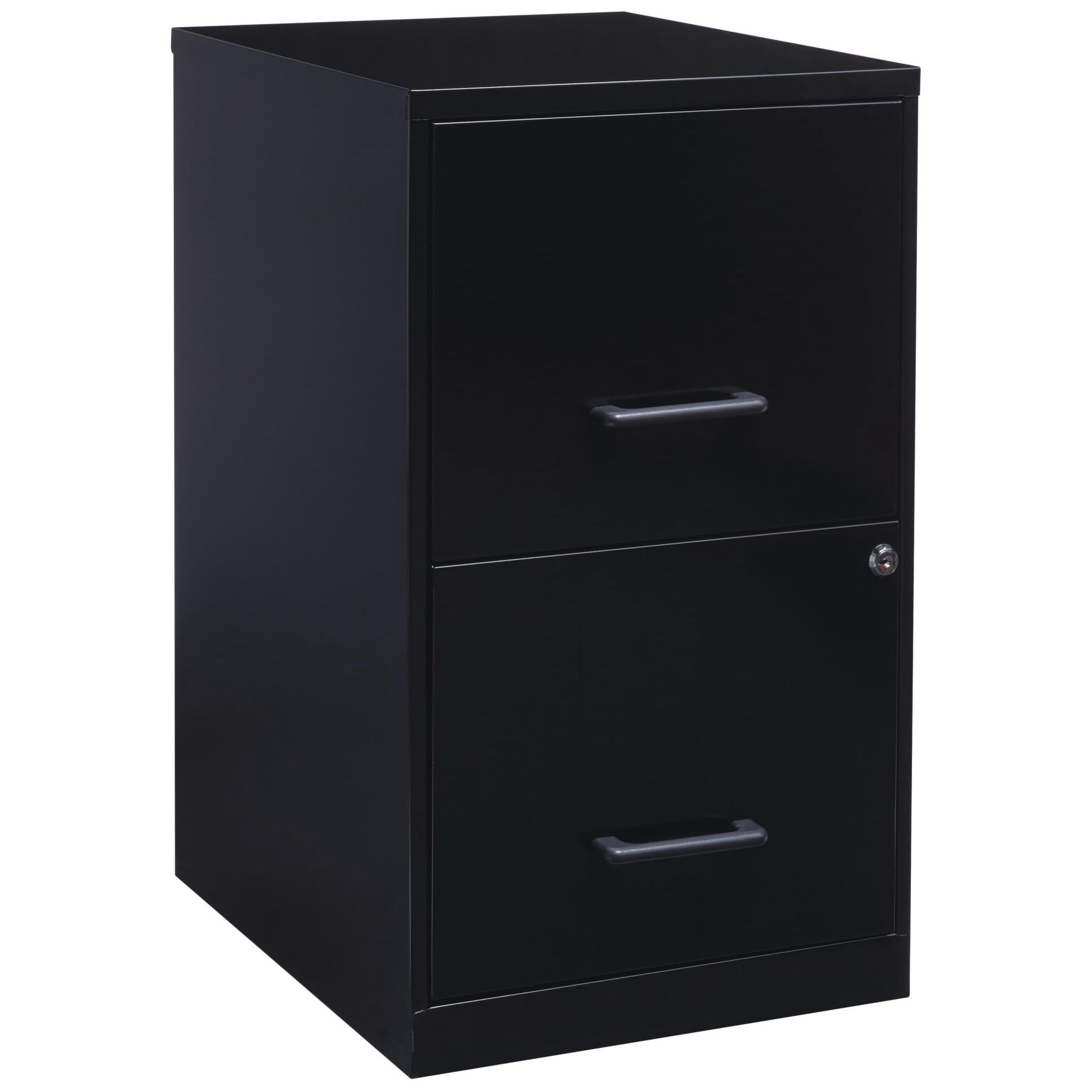 (Set of 2) Lorell 2 Drawers Vertical Steel Lockable Filing Cabinet, Black