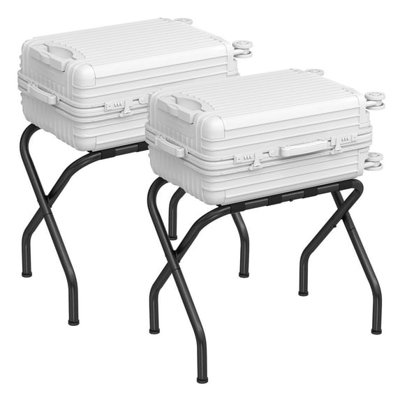 Set of 2 Luggage Rack Folding Suitcase Stand Suitcase Rack Holds up to 110 lb for Bedroom Hotel Black