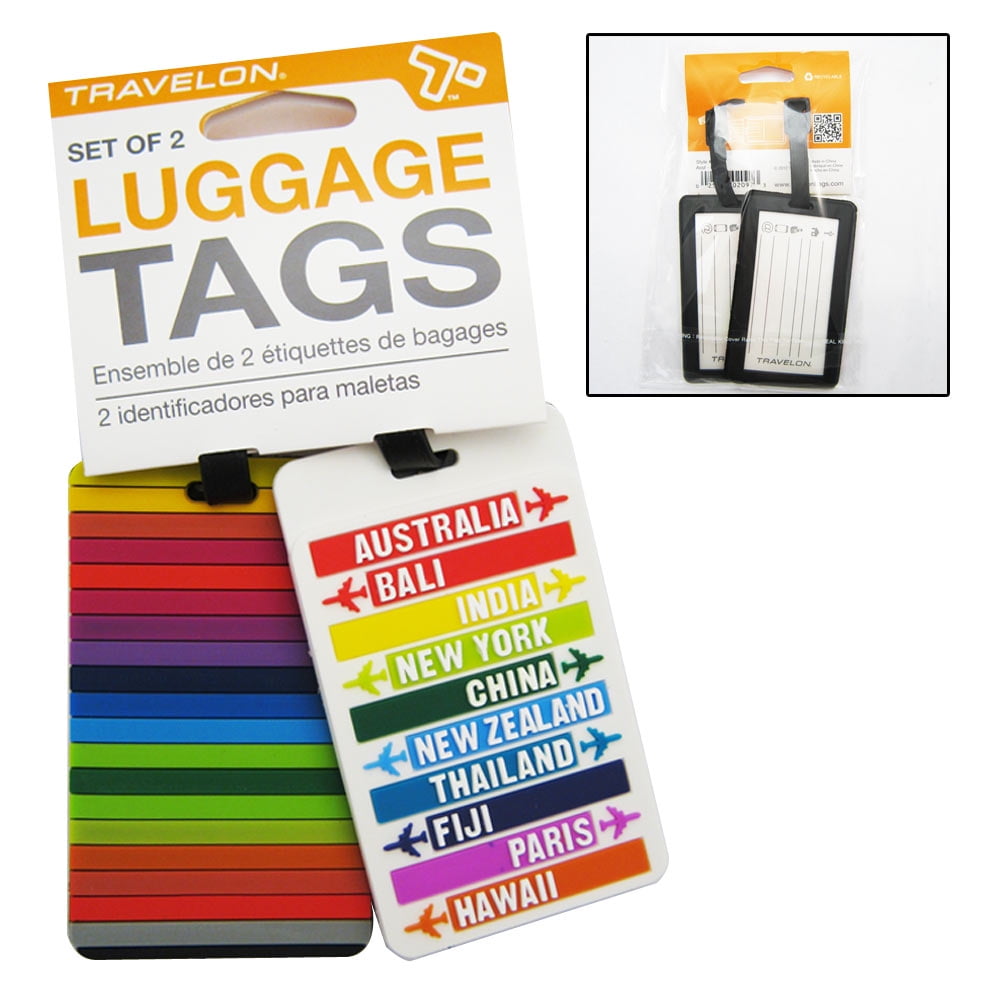 Set of 2 Luggage Tags Hot Spots Assorted Colors Set of Luggage