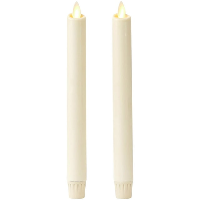 Set of 2 Luminara Taper Candles 8" Ivory Unscented Flameless Taper
