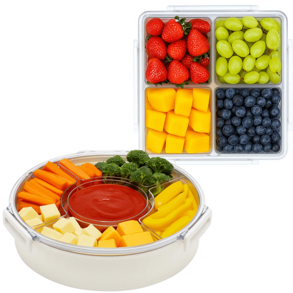 (Set of 2) Lustroware Airtight Gourmet Palette Party Food Container Set ( Round + Square )