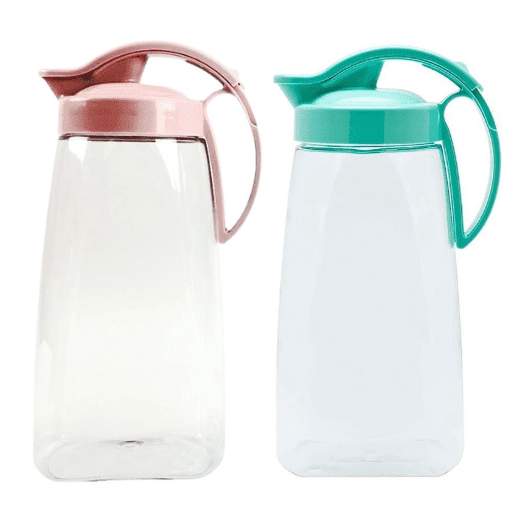 Lustroware Pitcher Set, 2-Pack Airtight BPA-Free Plastic, Dishwasher Safe, 2.3QT Each – Pink & Turquoise
