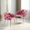 Set of 2 Luxury Handmade Accent Chair with Gold Legs, Modern Velvet