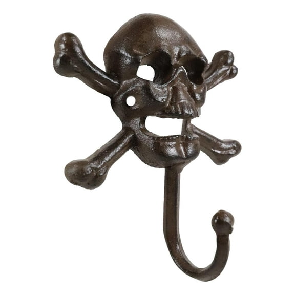 Set of 2 Macabre Halloween Pirate Ghastly Skull Skeleton Crossed Bones Wall Hook