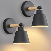 Set of 2 Macaron Wall Sconces Adjustable Angle Lighting,Wall Lights for Living Room, Bedroom, Bathroom,Black