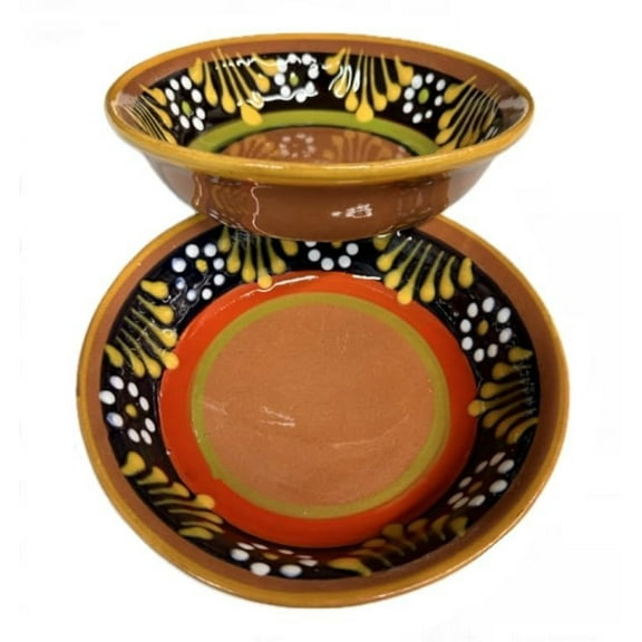 Set of 2 Made in Mexico Plato Pozolero Soup Cereal Bowl 8"X2" Grande Large Mexican Deep Dish Dinner/Salad Clay Barro Plates