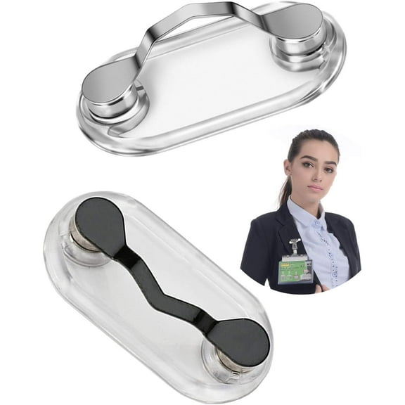 Set of 2 Magnetic Glasses Holders, Silver & Black, 4.3x2.3x1cm