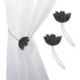 thumbnail image 1 of Evideco French Home Goods Curtain Holdbacks Set of 2 Magnetic Tulip Curtain Tiebacks – Elegant Resin Design with Strong Magnet – Black/Silver, 1 of 6