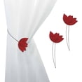 thumbnail image 1 of Set of 2 Magnetic Tulip Curtain Tiebacks – Elegant Resin Design with Strong Magnet – Red/Black, 1 of 6