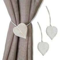 Evideco French Home Goods Curtain Holdbacks Set of 2 Magnetic Wooden Heart Curtain Tiebacks – Easy to Use, No Installation Needed – White