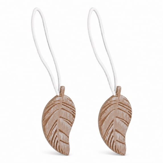 Set of 2 Magnetic Wooden Leaf Curtain Tiebacks - Natural