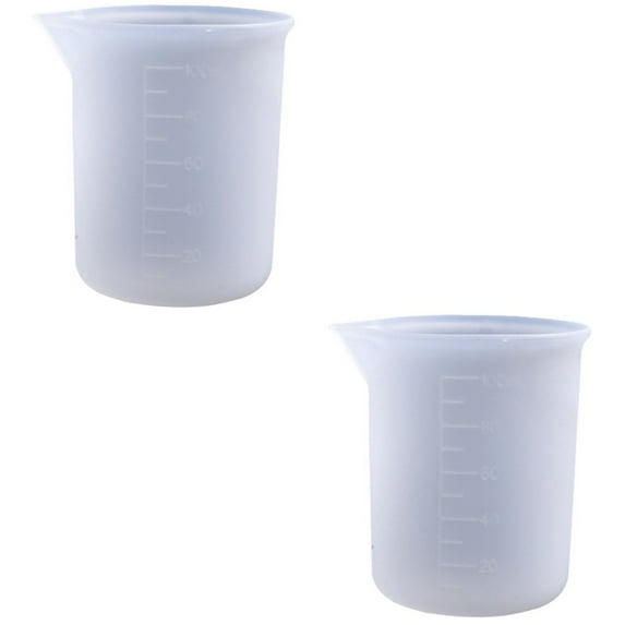 2 Count Cups Lab Crystal Epoxy Measuring Cup Soft Measuring Cup 7X6.4CM White