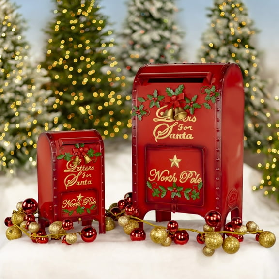 Set of 2 Medium and Small "Letters to Santa" Mailboxes