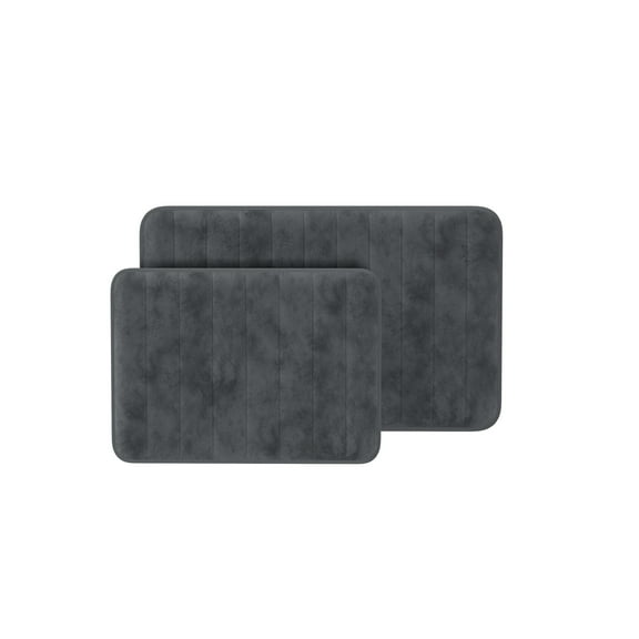 Somerset Home 2PC Memory Foam Bathroom Rug Set with Microfiber Top, Gray