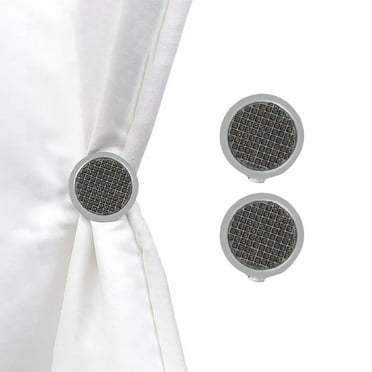 Set of 2 Metal Curtain Tiebacks – Round Design Clip – No Installation Required – Silver