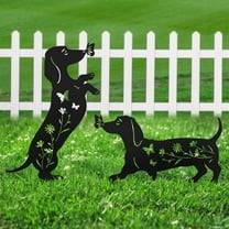 Set of 2 Metal Dog Garden Statues for Outside, Dachshund Metal Garden Decor for Outdoor,Yard,Lawn,Garden Stakes