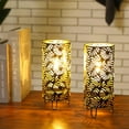 thumbnail image 1 of Set of 2 Metal Battery Powered 9''High Accent Cordless LED Bulb Huge Fan Patterned Battery Lamp for Weddings Parties Patio Garden Indoors Outdoors Table Bed Room, 1 of 6
