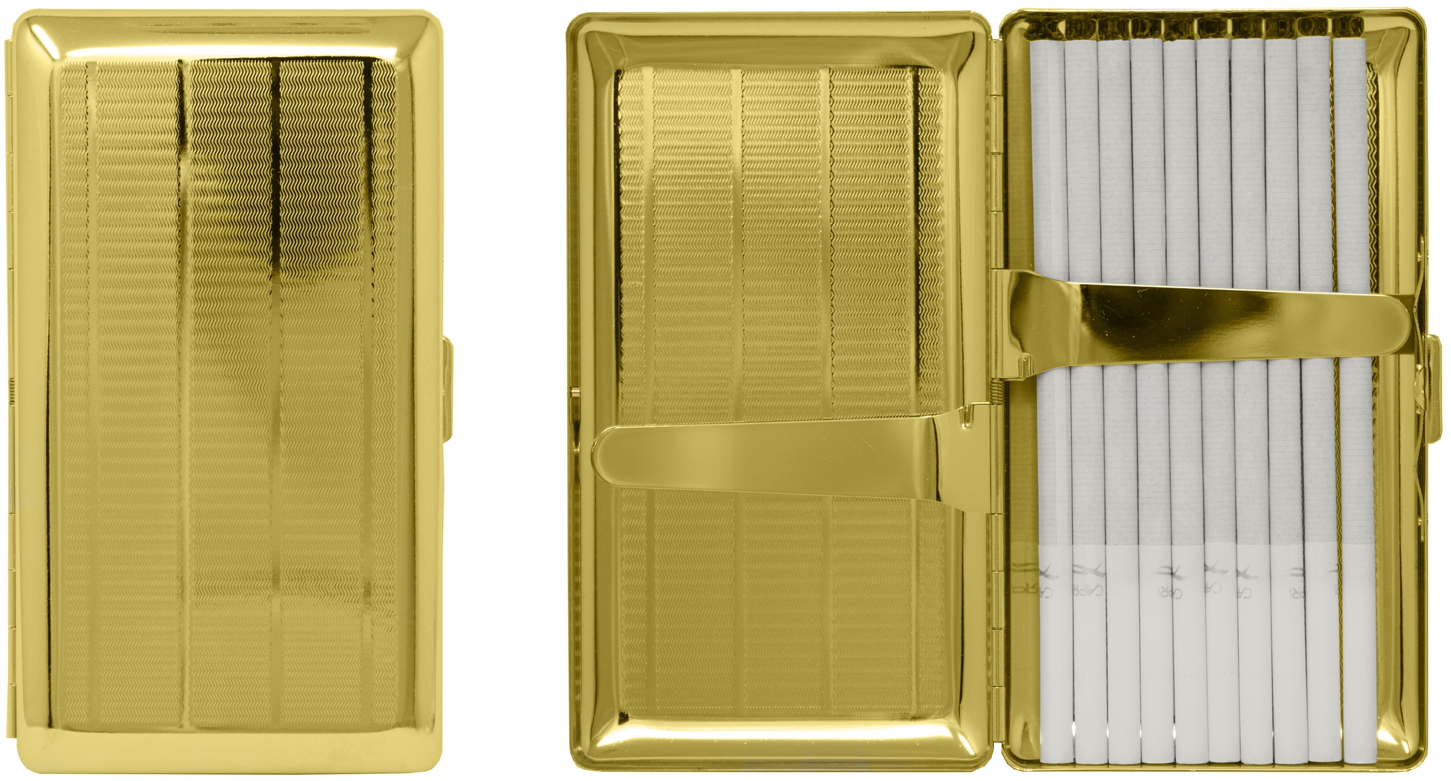 cigarette cases for 120s Set of 2 Metal-Plated 120s Cigarette Case & Stash Box (Gold Lines)