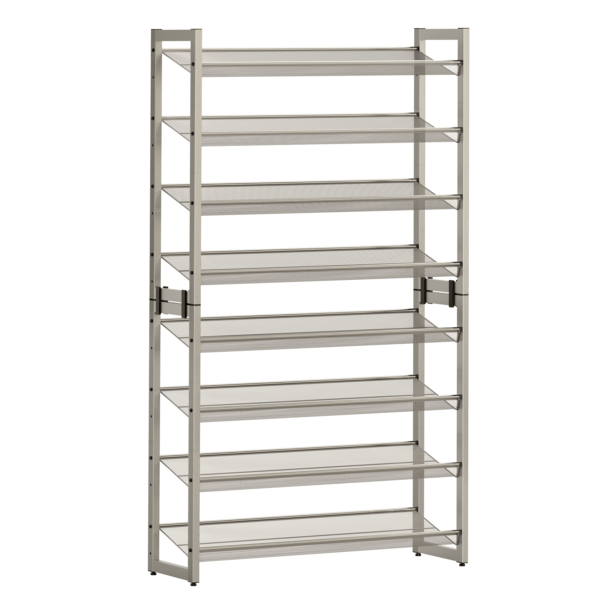 Set of 2 Metal Shoe Racks. 8 - Tier Shoe Organizers with 4 - Tier Stackable Shelves, Adjustable Flat or Angled. Holds 32 - 40 Pairs
