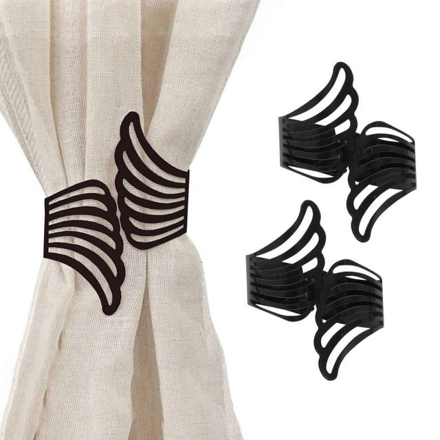 Set of 2 Metal Wings Curtain Tiebacks – Elegant and Durable Design – Black