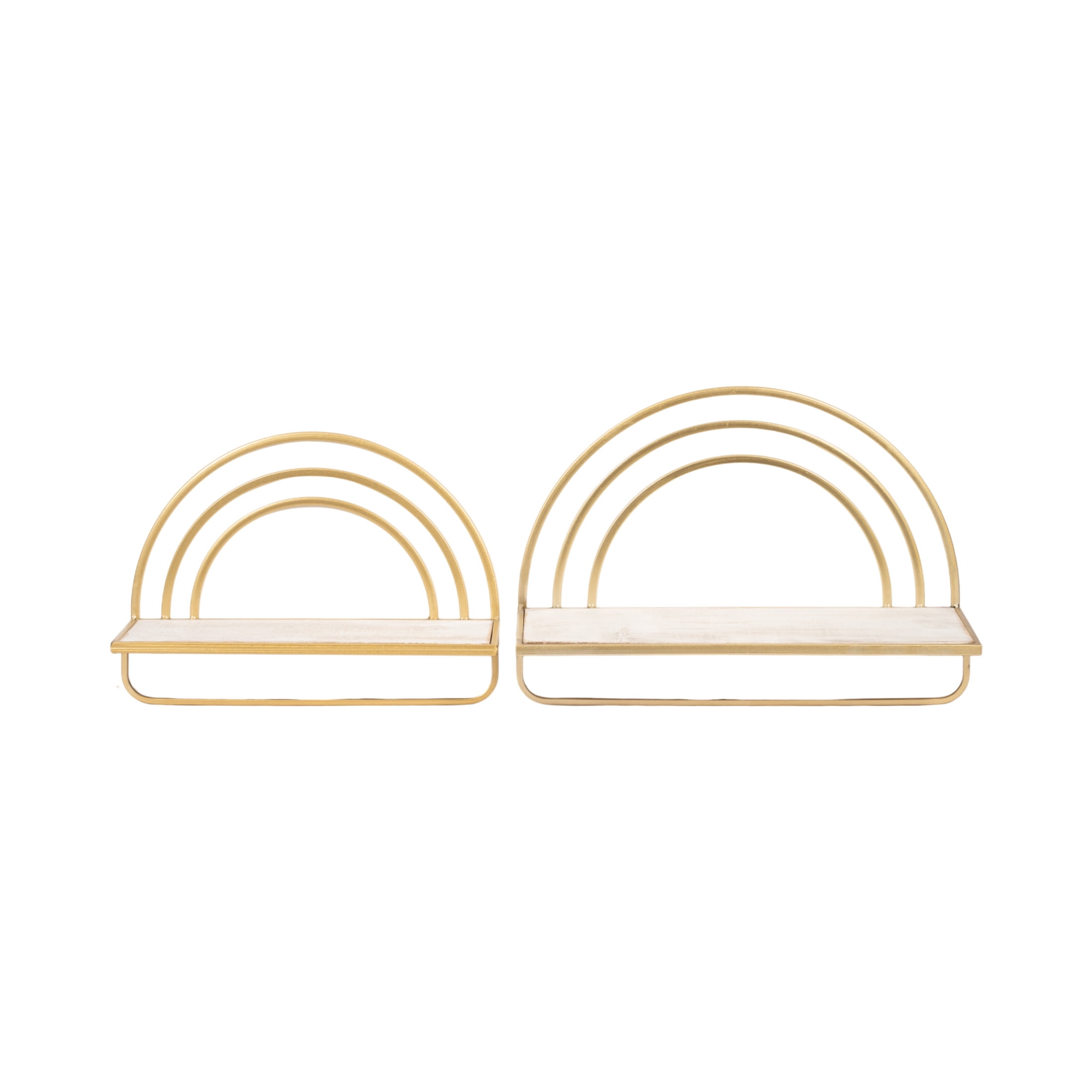 Whimsical White Wood Rainbow Arch Wall Shelves, Set of 2
