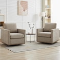 thumbnail image 1 of Set of 2 Mid Century Modern Swivel Accent Chairs, 30.7" Wide, Ergonomic Design with Wavy Chenille Fabric, Taupe, 1 of 7
