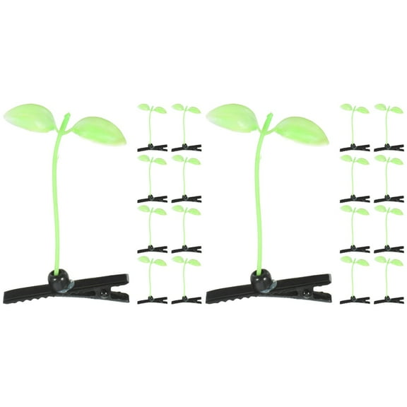 Set of 2 Mini Hair Clip Sprout Clips Snap Barrette Child Green