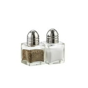 Set of 2 Mini Salt and Pepper Shakers, 0.5 oz / 1/2 oz Glass Cube Body Restaurant Salt and Pepper Shakers By