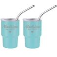 thumbnail image 1 of Set of 2 Mini Tumbler Shot Glasses 3oz Shot Glass With Straw and Lid Stainless Steel Gift Madrina Est 2025 Christening Baptism (Light Blue), 1 of 1