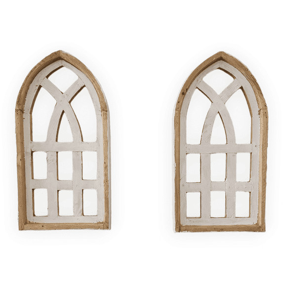 Set of 2 Mini White Waters Cathedral Wood Window - The Mini Whitewaters Cathedral Window