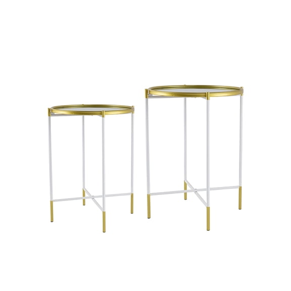 Set of 2 Mirrored Top Side Table, L:D18x23.5" S:D16x20"