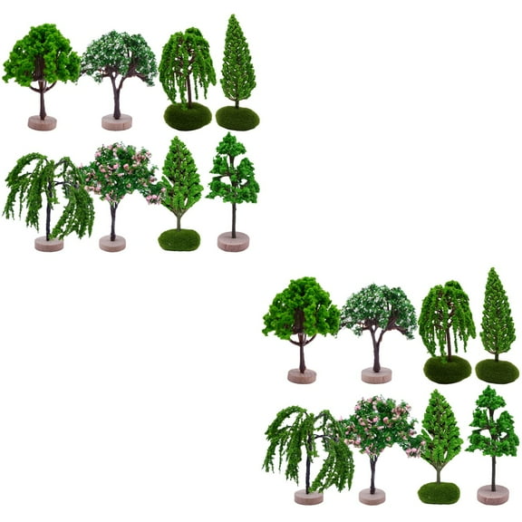 Set of 2 Model Trees Fake Micro Landscape Artificial Decorations
